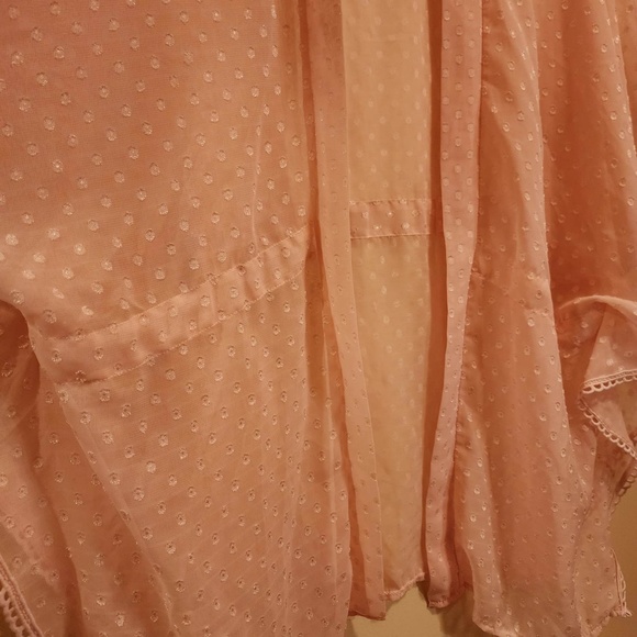 Time and Tru Sheer Pink Polka Dot Coverup (No Tie) S/M - Picture 5 of 6